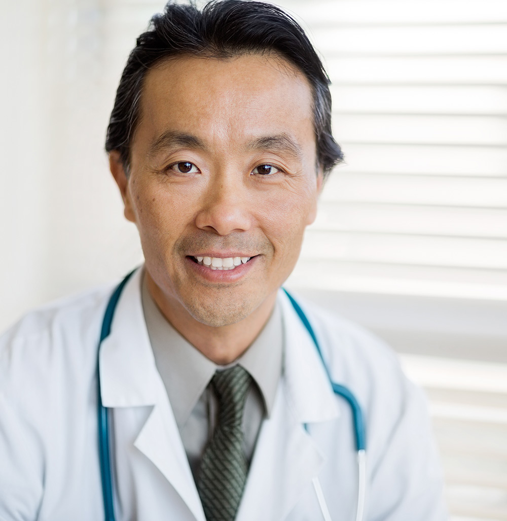 pediatrician in a white coat